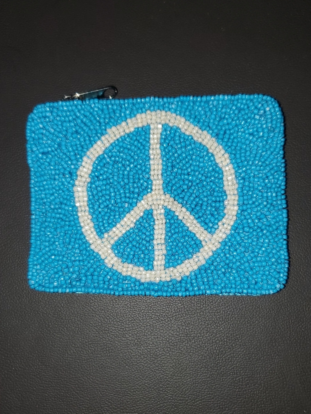 Made In India Beaded Peace Sign Coin Purse